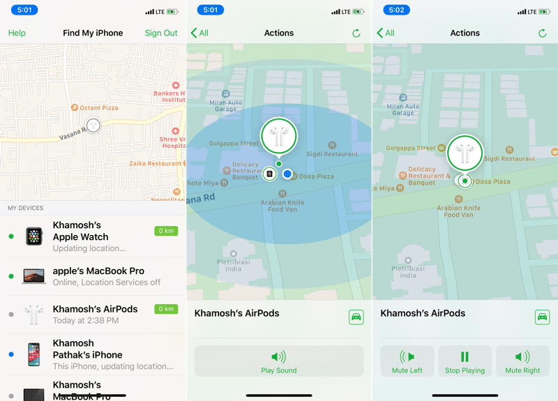How to find AirPods using find my iphone