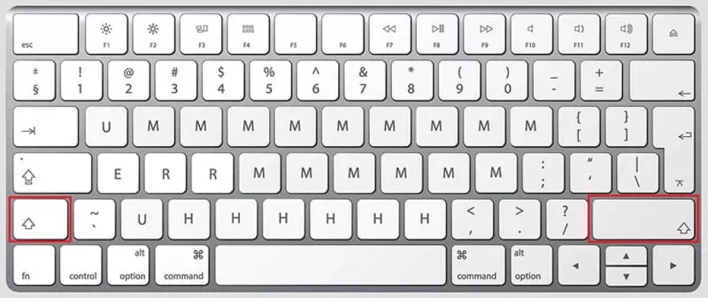 Shift key on Mac