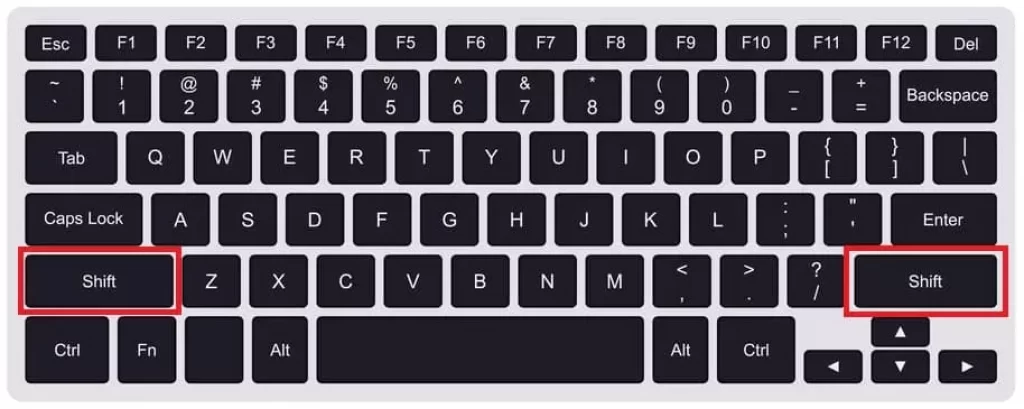 Shift key on Windows PC