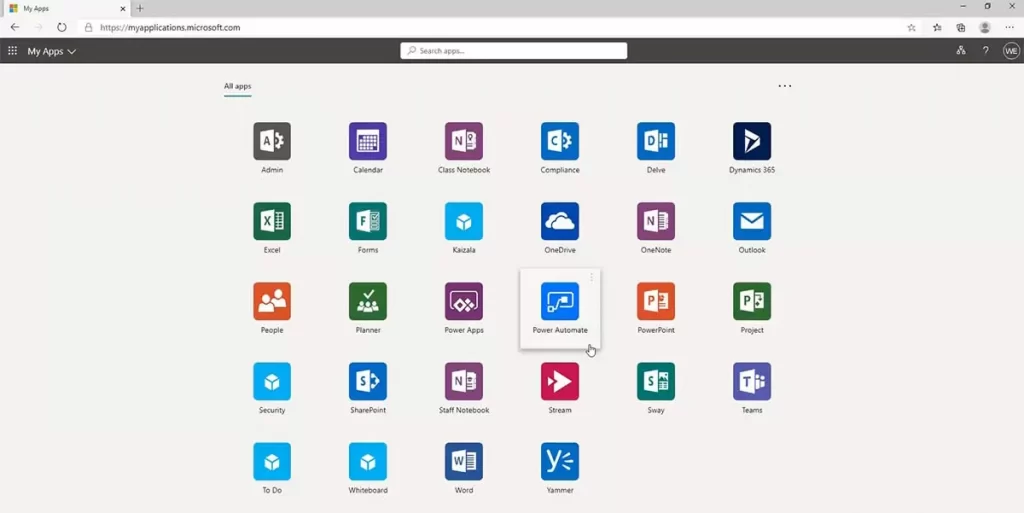 homepage into the Office 365