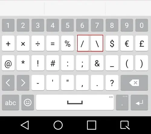 Backslash on android keyboard