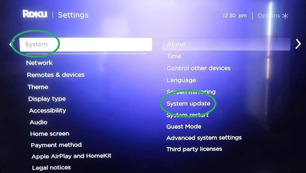 Click System then System Update
