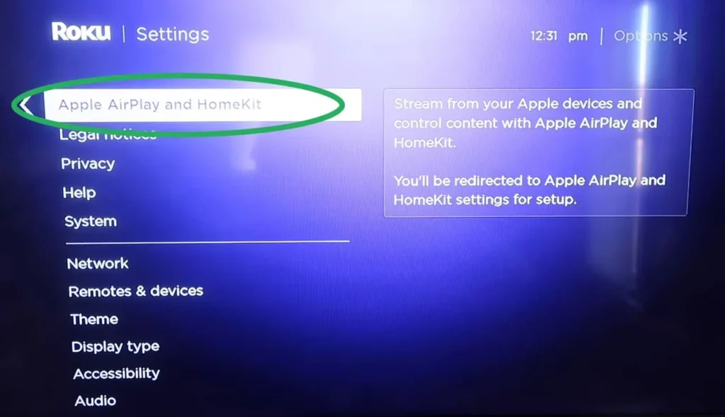 Select Apple AirPlay and Homekit